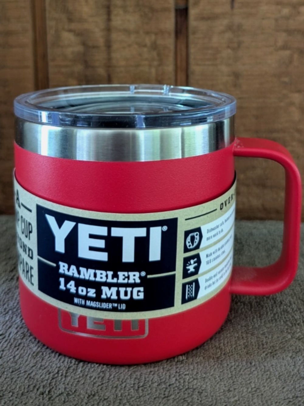 YETI Rambler 14 oz Ceramic Lined Mug Rescue Red MagSlider Lid New